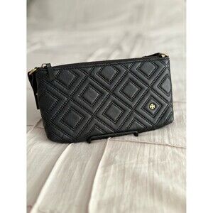 Tory Burch Kira Chevron Slim Crossbody Bag – Black Quilted Leather